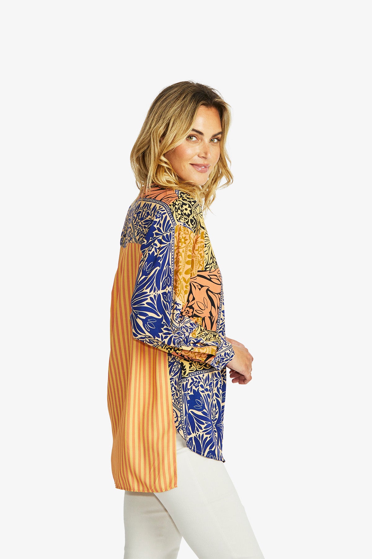 Willow Spliced Blouse in Tile Print