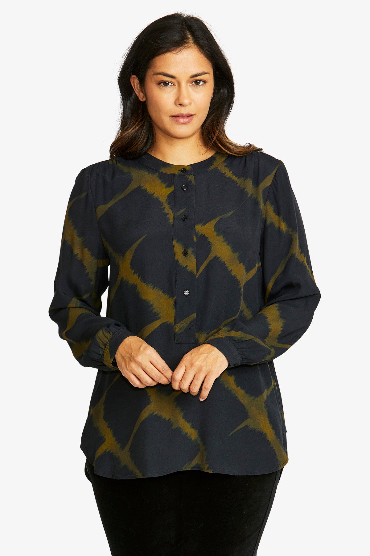Youri Blouse in Khaki/Black