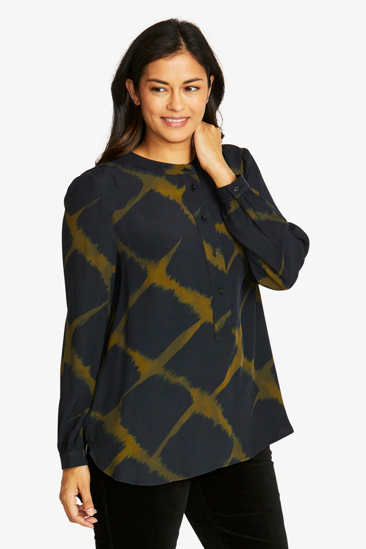 Youri Blouse in Khaki/Black