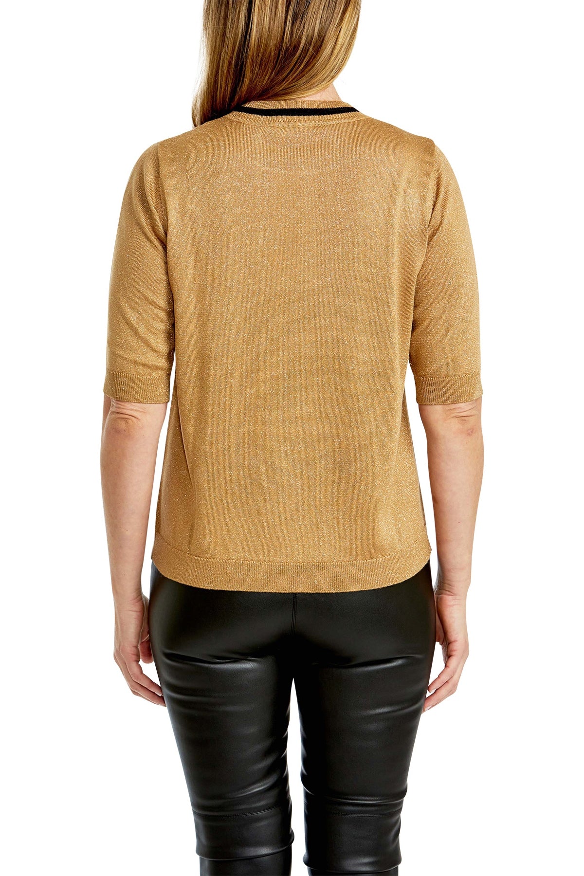 Short Sleeve Lurex Pullover Gold