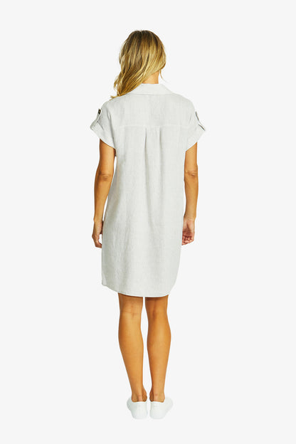 Yves Linen Safari Dress in Flax