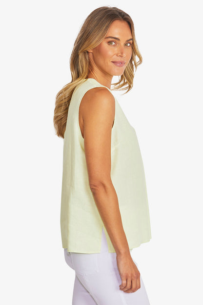 Womens Linen Sleeveless Top Green P595342
