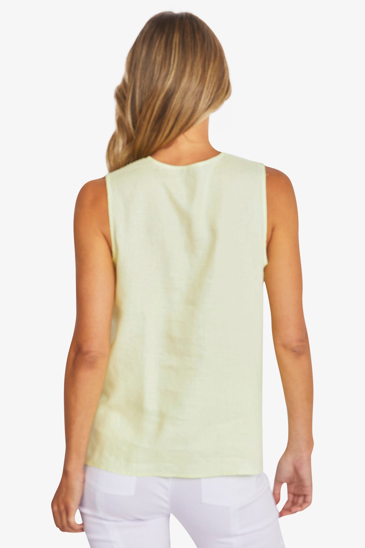 Womens Linen Sleeveless Top Green P595342