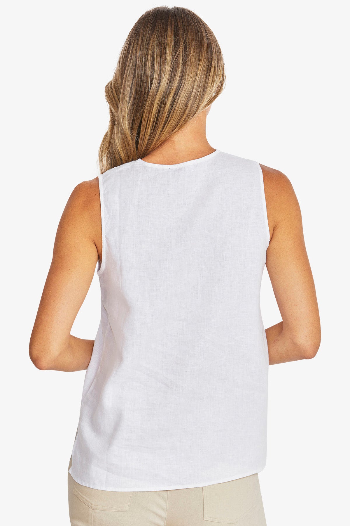 Womens Linen Sleeveless Top White P595342