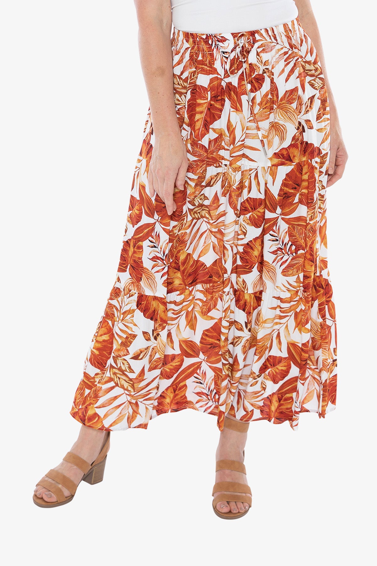 Botanica Print Tiered Skirt Terracotta