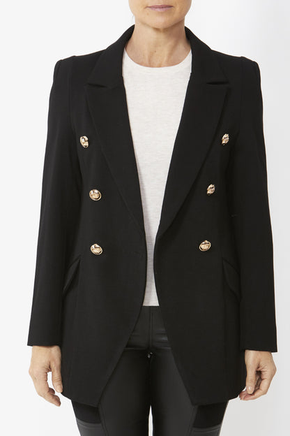 Women's Double Breasted Ponte Blazer in Black