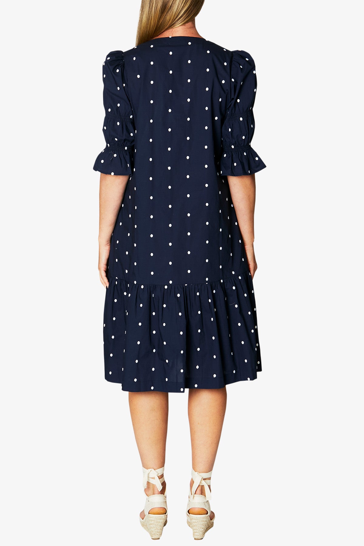 Spot ruffle clearance dress