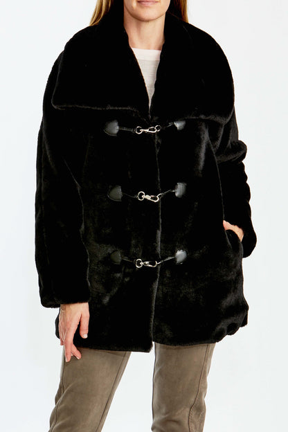 Long Faux Fur Jacket Black