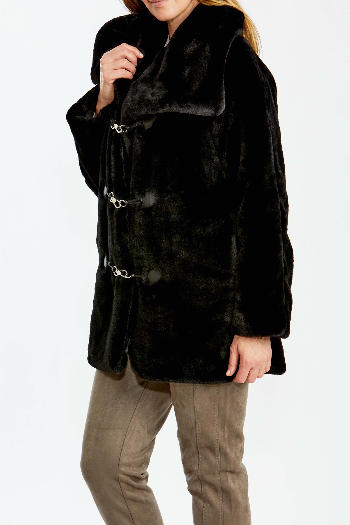Long Faux Fur Jacket Black