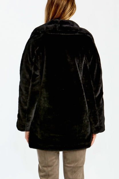 Long Faux Fur Jacket Black