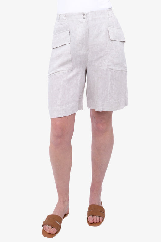 Patch Pocket Linen Short Beige