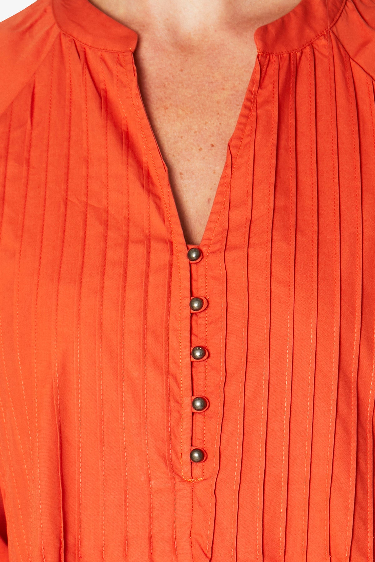 Pintuck Detail Smock Dress Orange