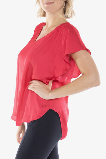 Ruffle Sleeve V-Neck Top Azalea