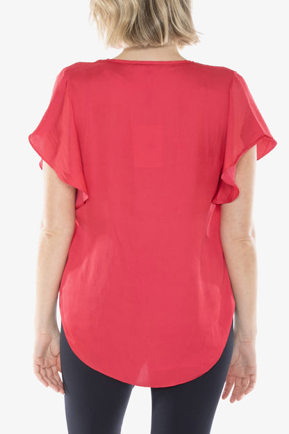 Ruffle Sleeve V-Neck Top Azalea