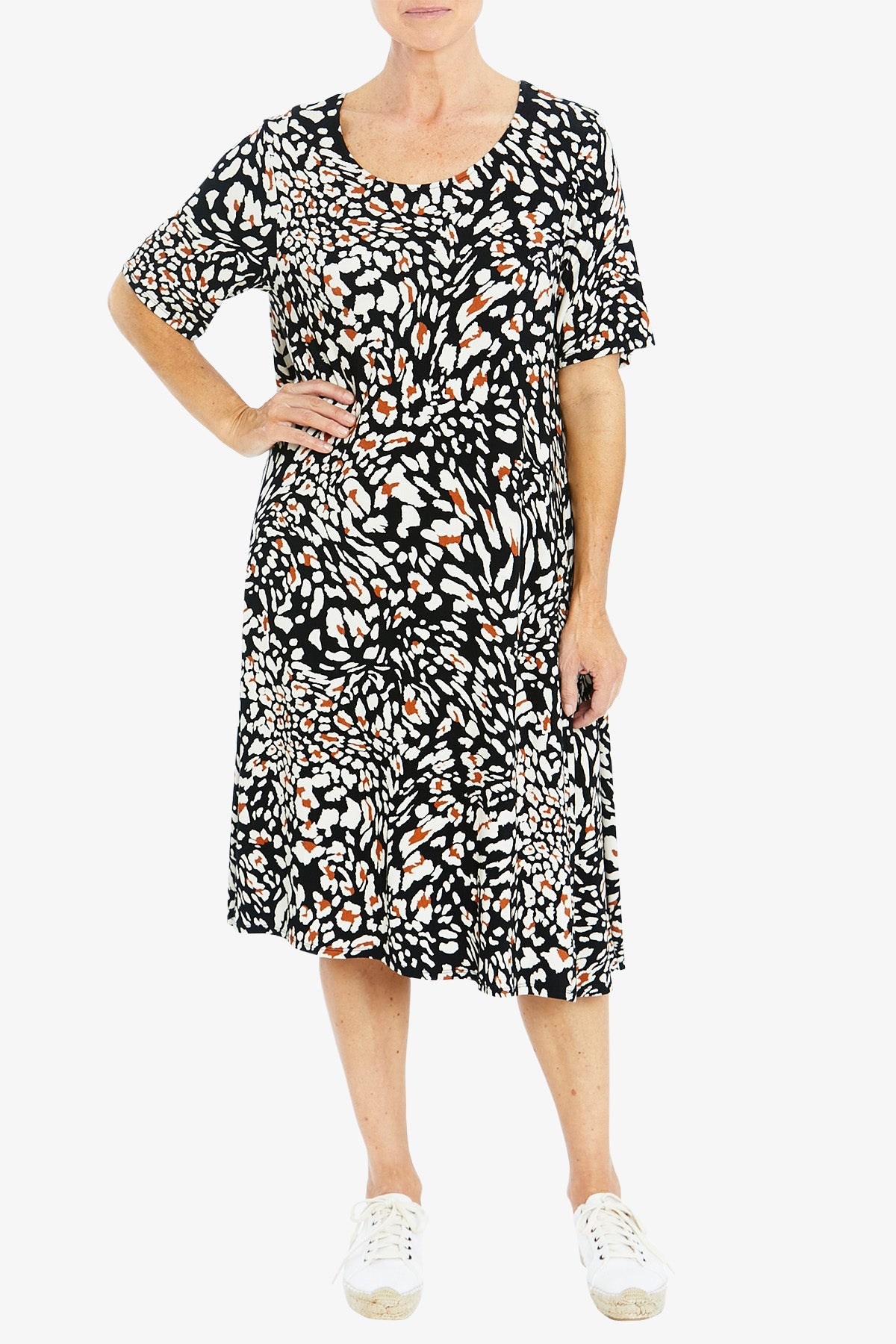 Short Sleeve Abstract Animal Dress