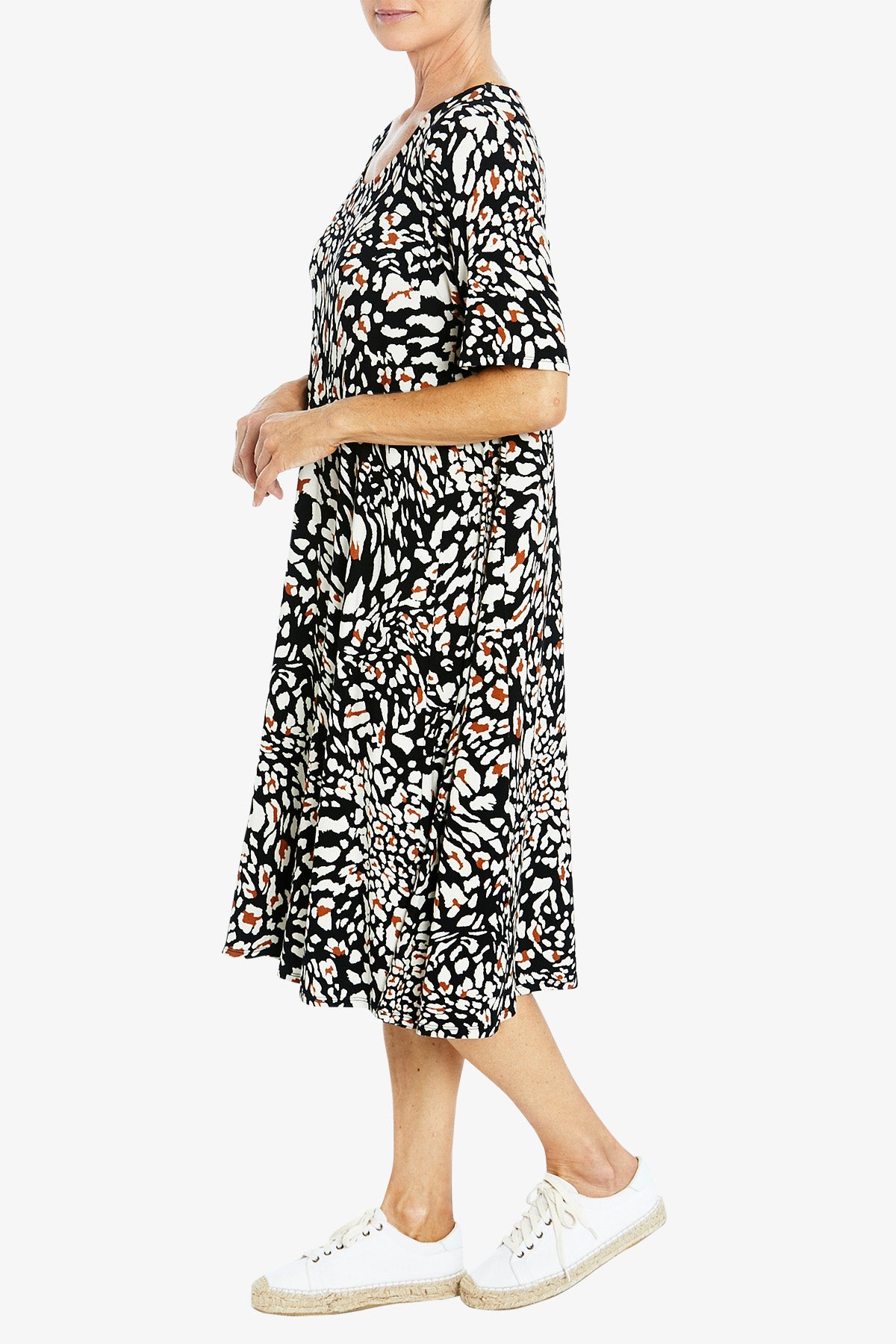 Short Sleeve Abstract Animal Dress