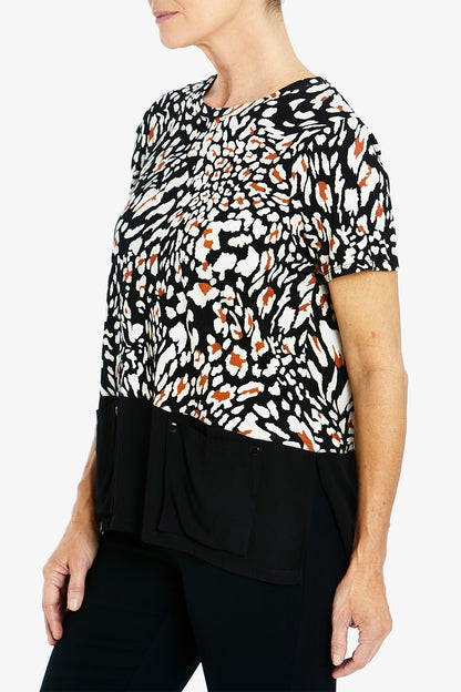 Short Sleeve Abstract Animal Top