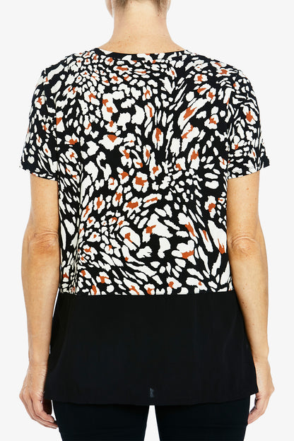 Short Sleeve Abstract Animal Top