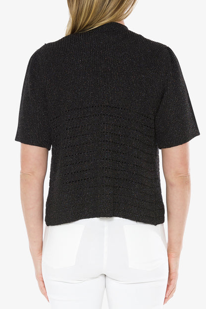 Short Sleeve Lurex Cardigan Black