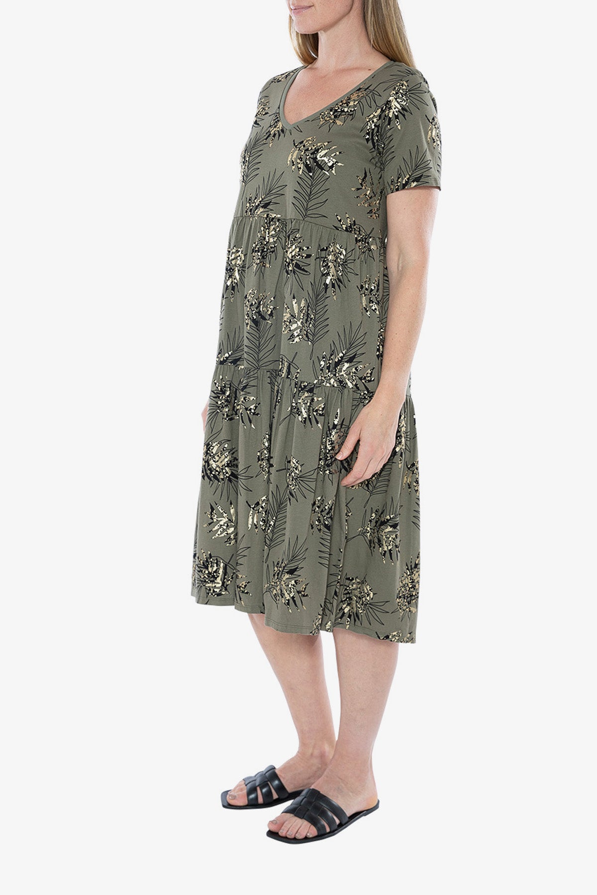 Short Sleeve Wilder Print Midi Dress