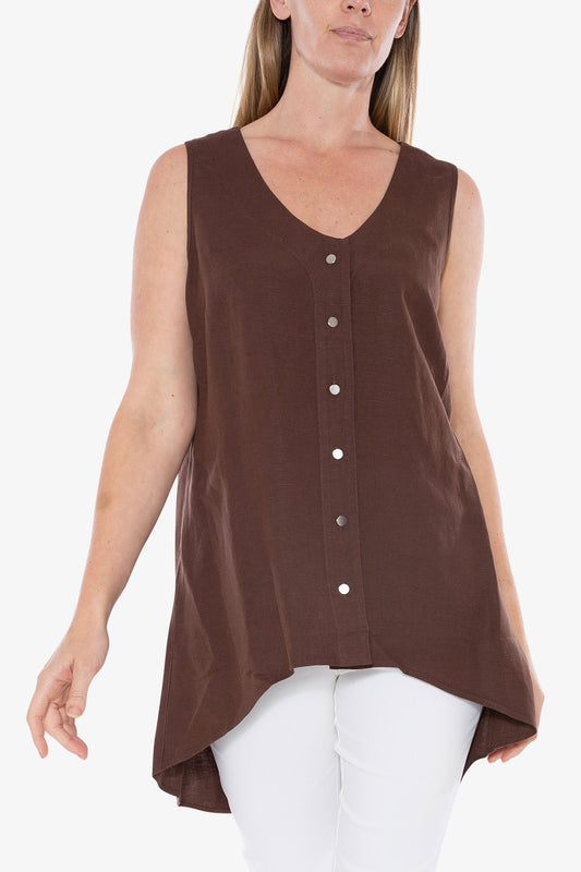 Sleeveless HIgh and Low Hem Top Mocha