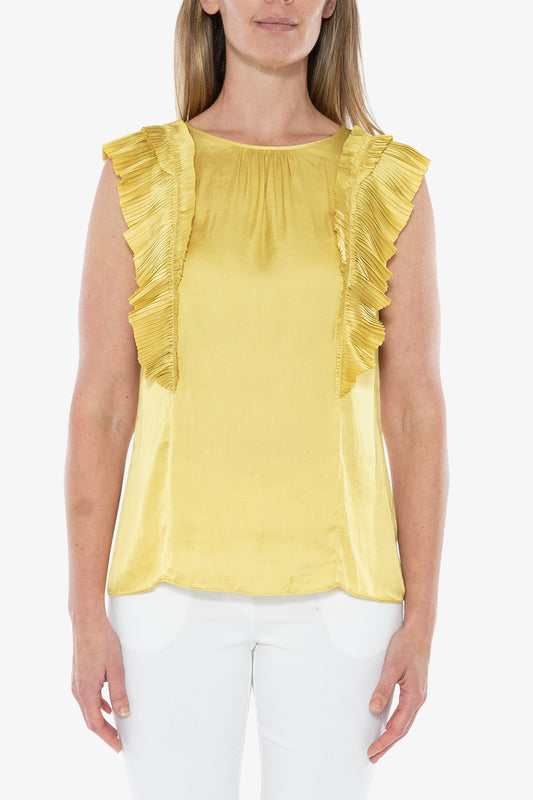 Sleeveless Pleat Detail Top Lemongrass