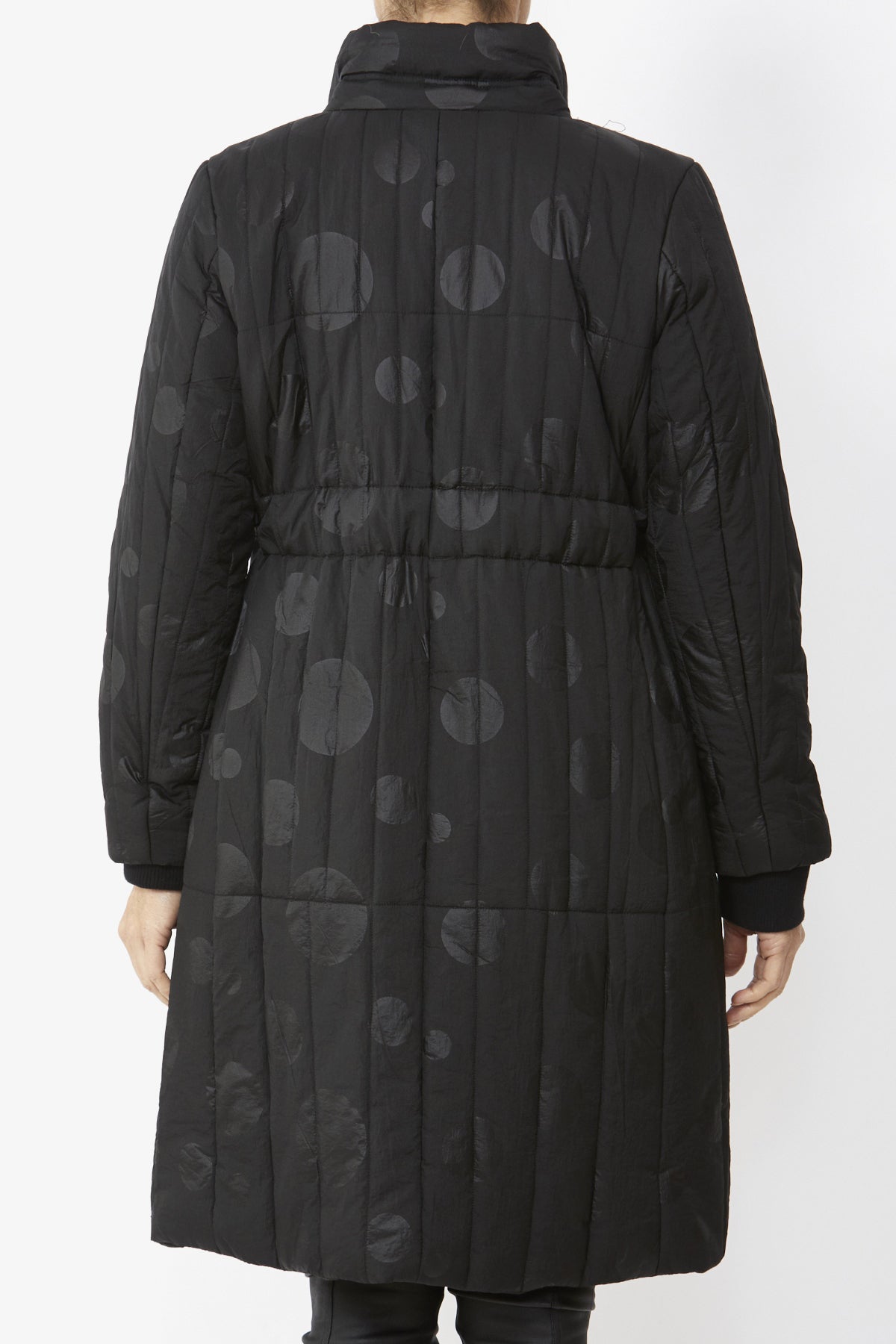 Women's Spotted Longline Puffer Jacket in Black