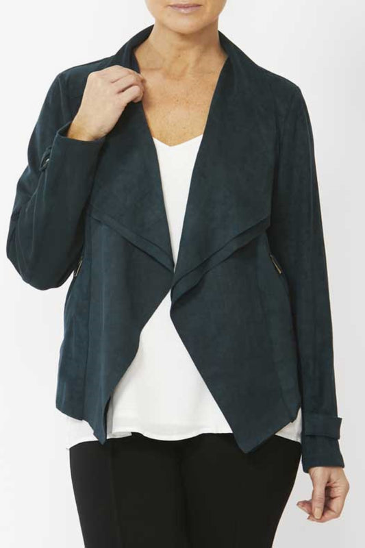 Women's Waterfall Faux Suede Jacket in Blue