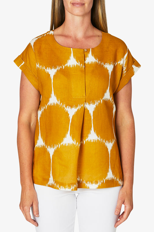 Abstract Spot Print Top Old Gold