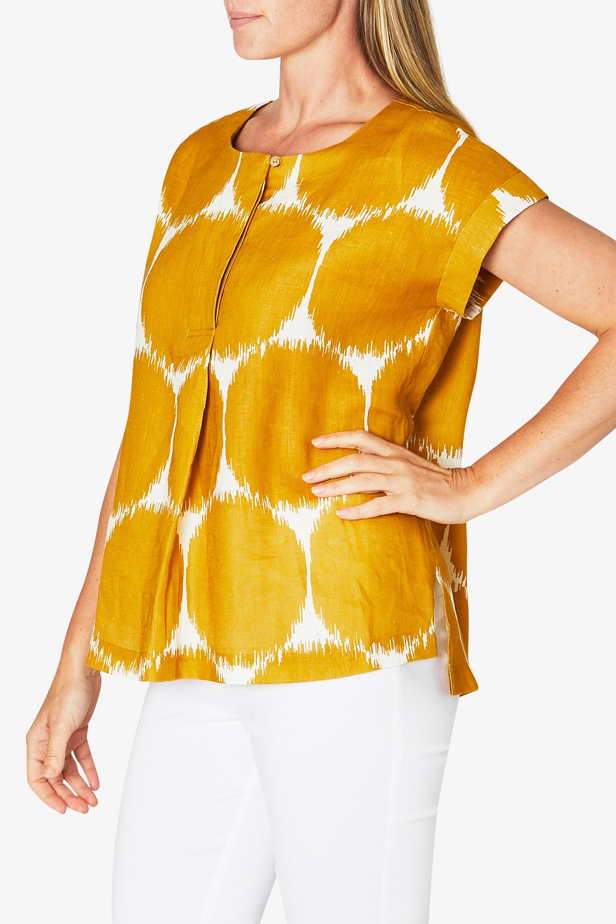 Abstract Spot Print Top Old Gold
