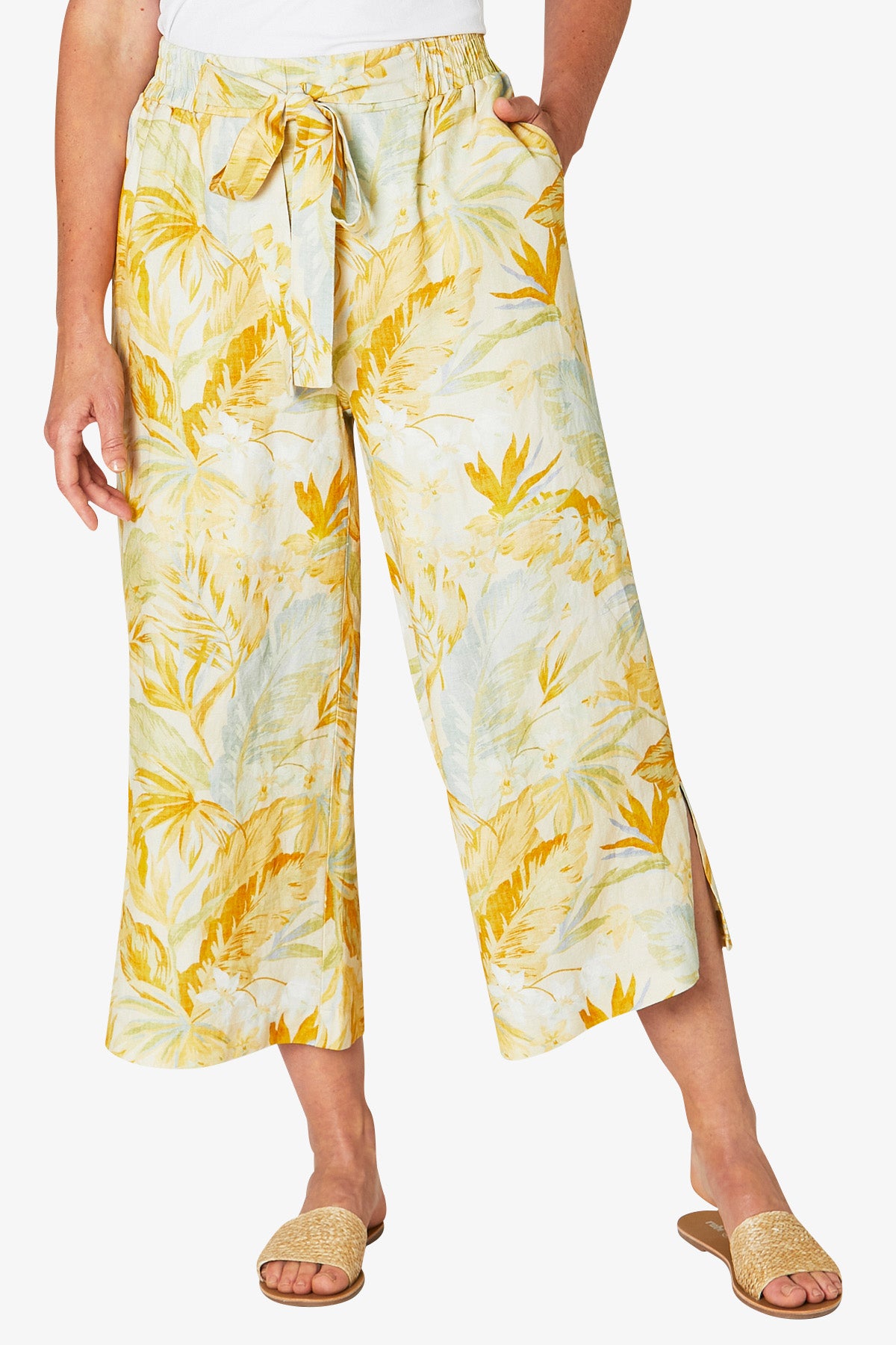 Ethereal Print Culottes White and Yellow