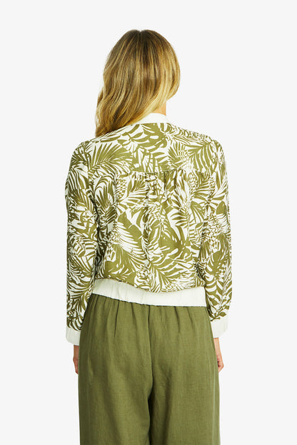 Women's Zip Jacket Print in Green | Flora