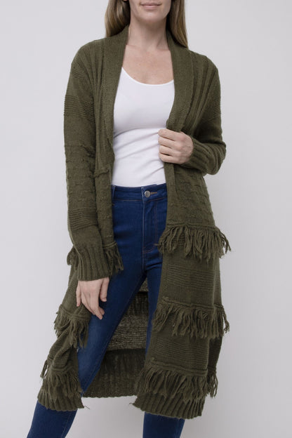 Long Line Trim Cardigan Ivy