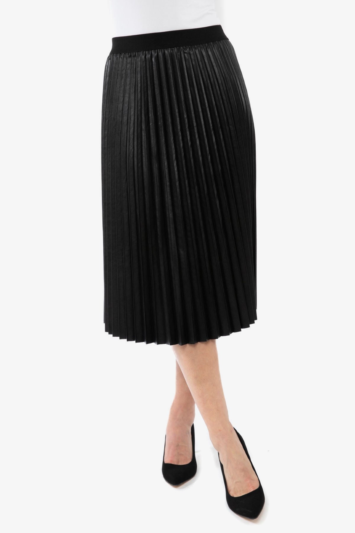 Pleather Pleated Skirt Black