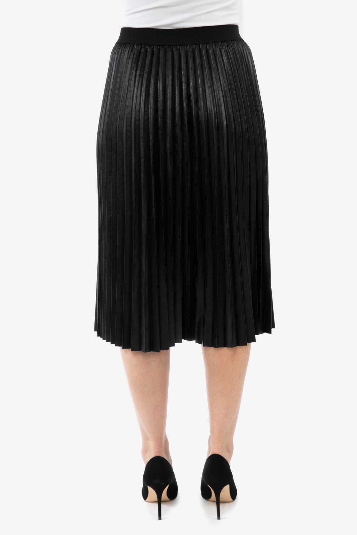 Pleather Pleated Skirt Black