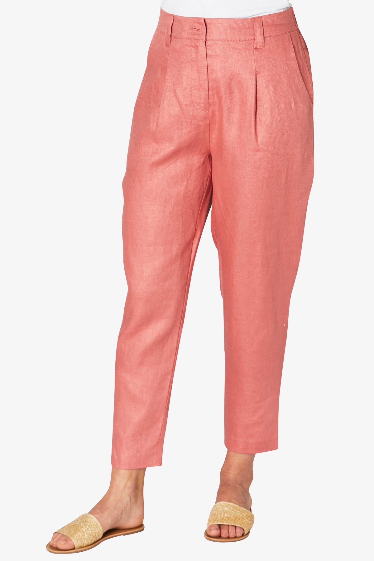 Pull On Linen Twill Pant Pink