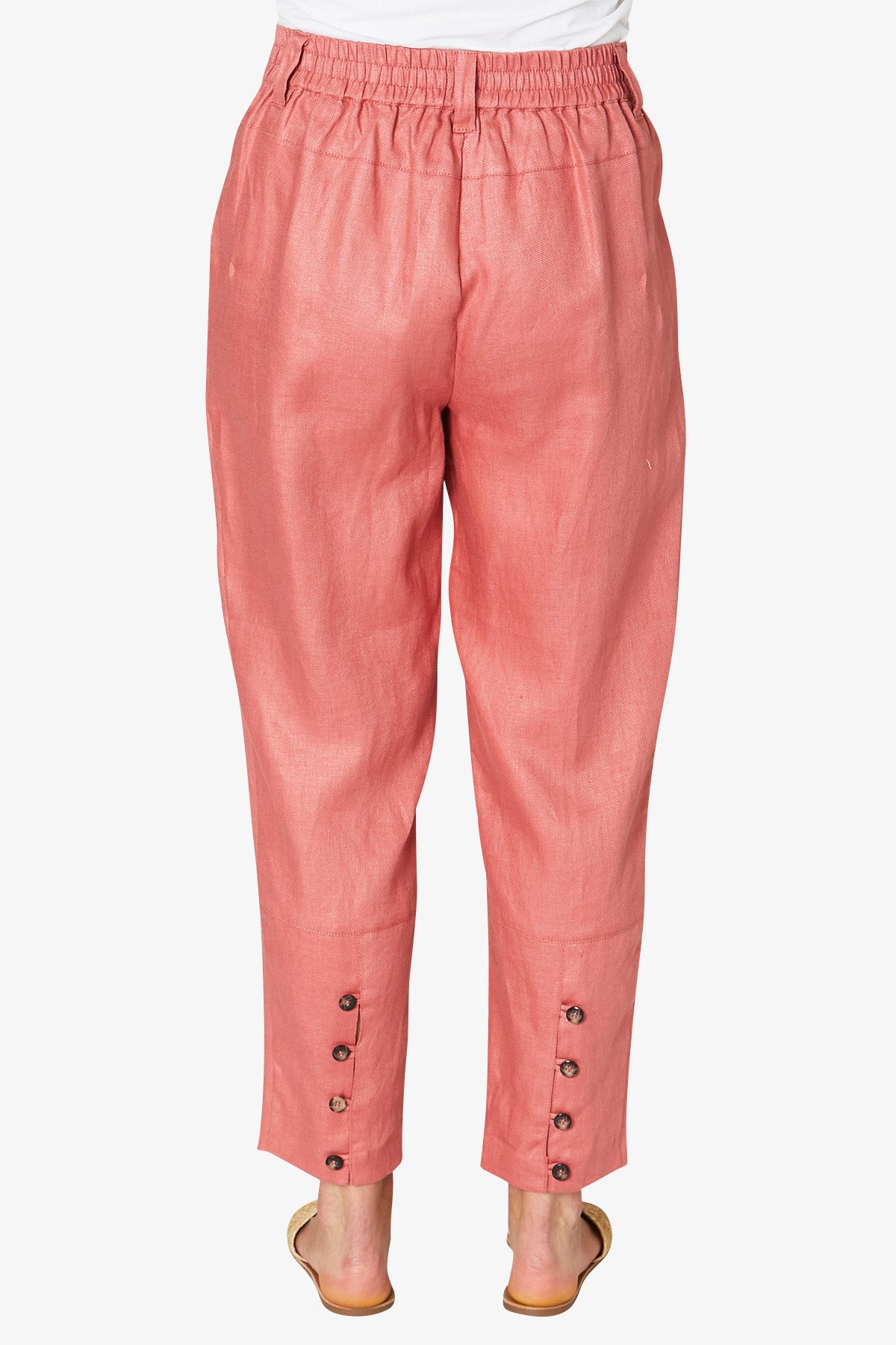 Pull On Linen Twill Pant Pink
