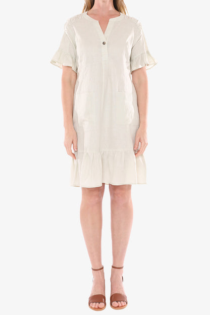 Women's Ruffle Hem Linen Dress Pistachio