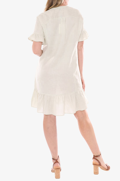 Women's Ruffle Hem Linen Dress Pistachio