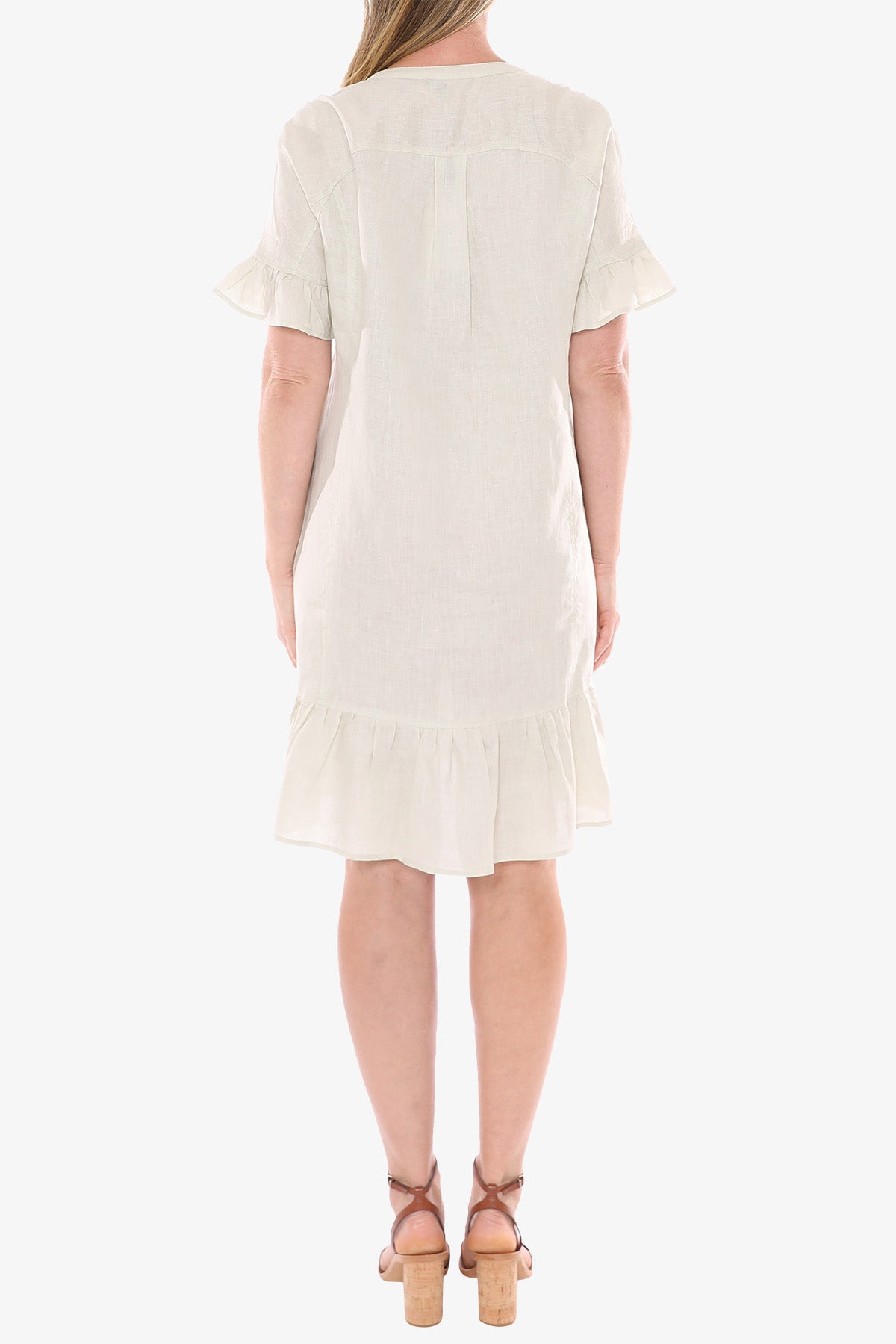 Women's Ruffle Hem Linen Dress Pistachio