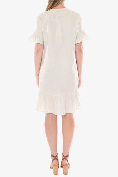 Women's Ruffle Hem Linen Dress Pistachio