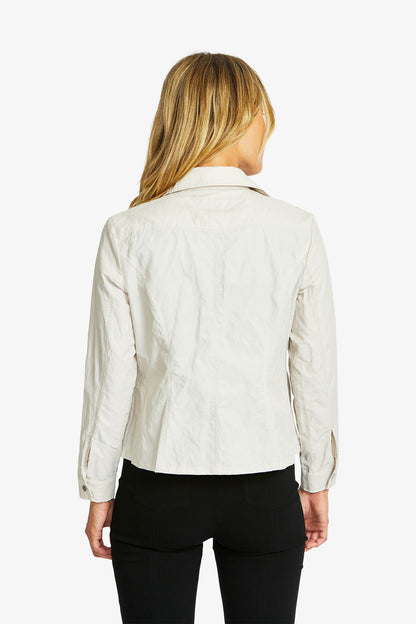 Women's Zip Detail Jacket in Flax Beige | Harper