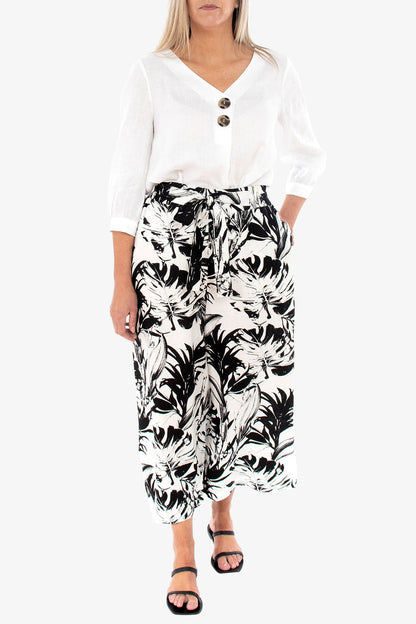 7/8 Tahiti Print Culotte White and Black