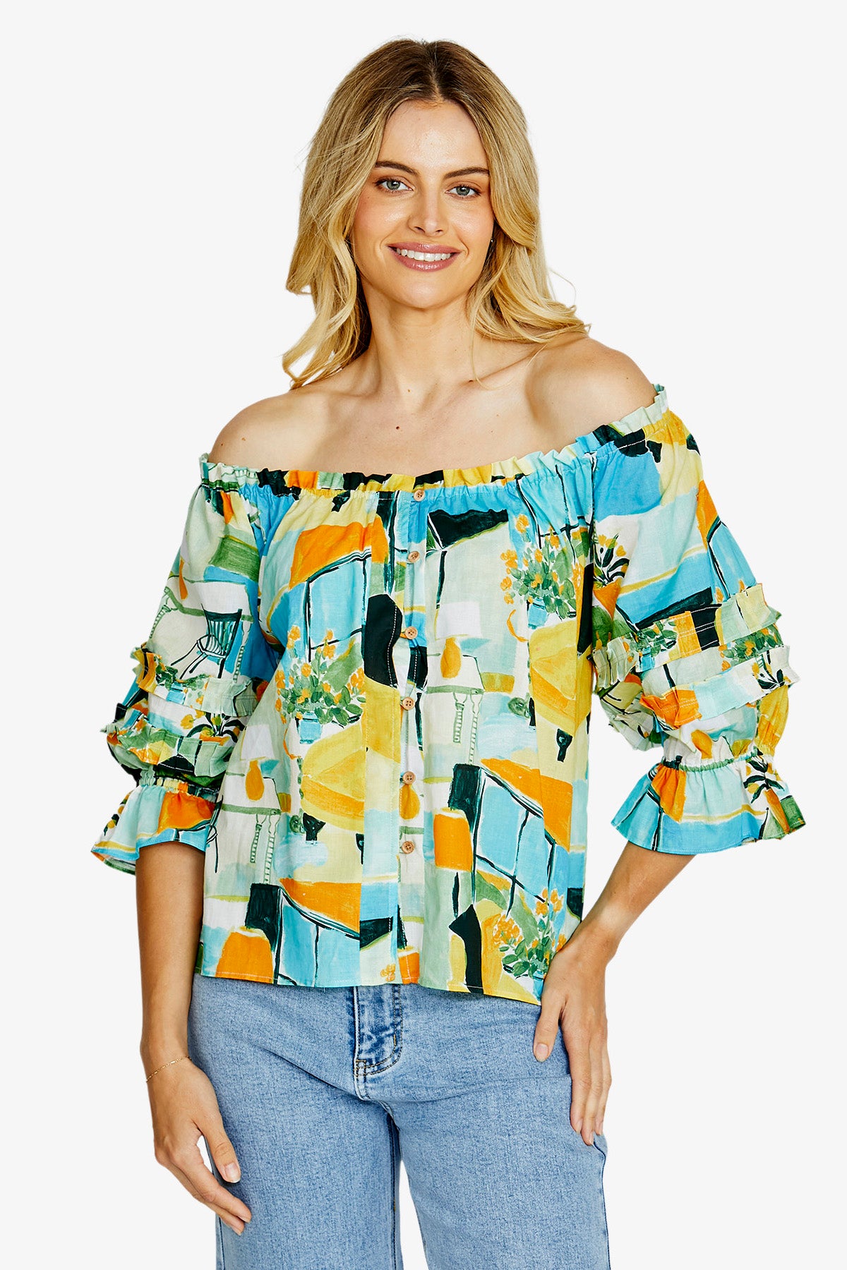 Womens Alessia Peasant Top Multicolor P615322