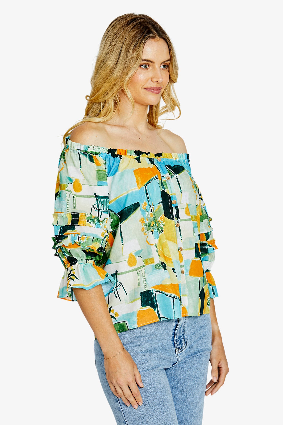 Womens Alessia Peasant Top Multicolor P615322