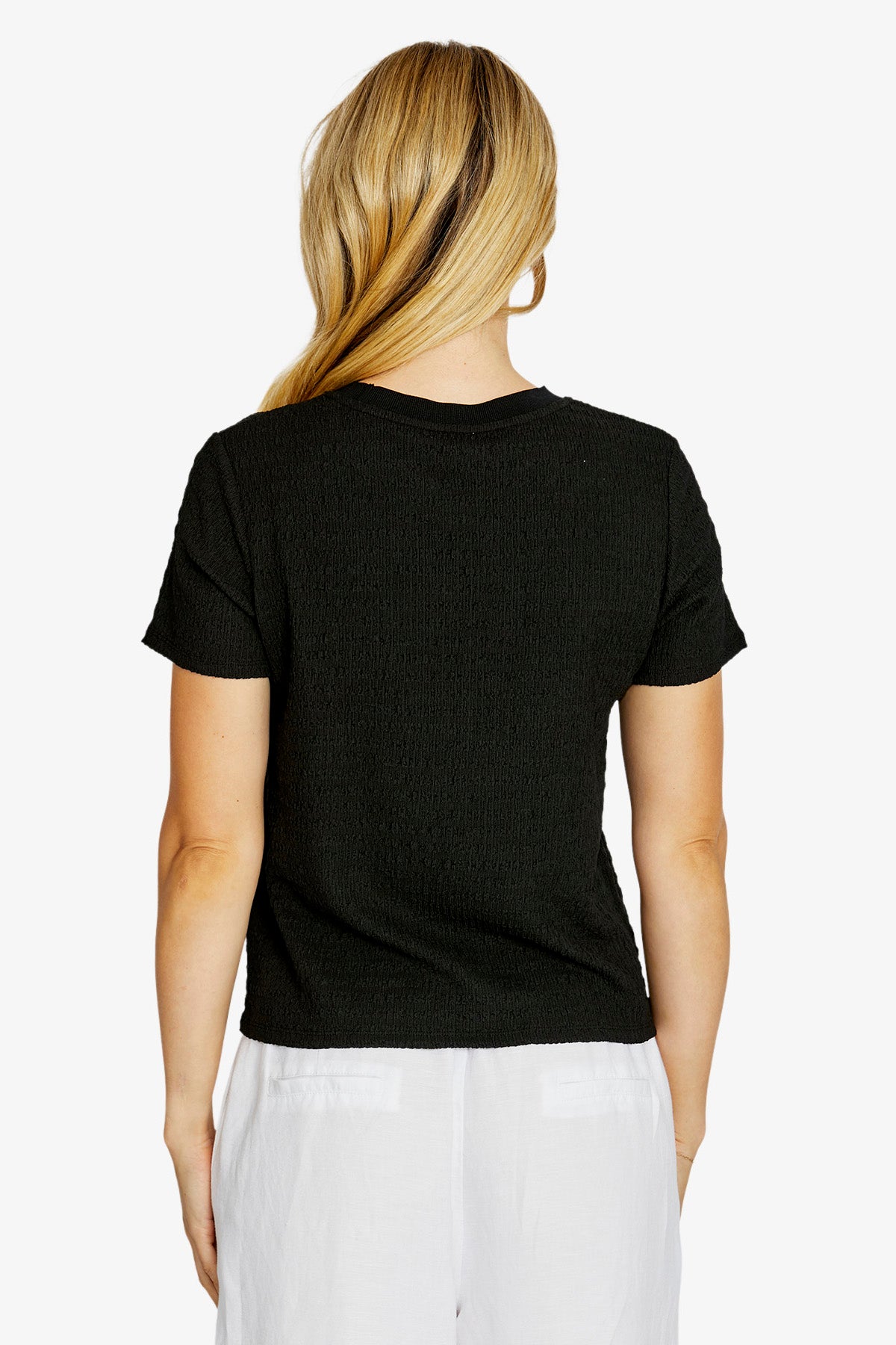 Womens Alfie Textured Crew Tee Black P615231