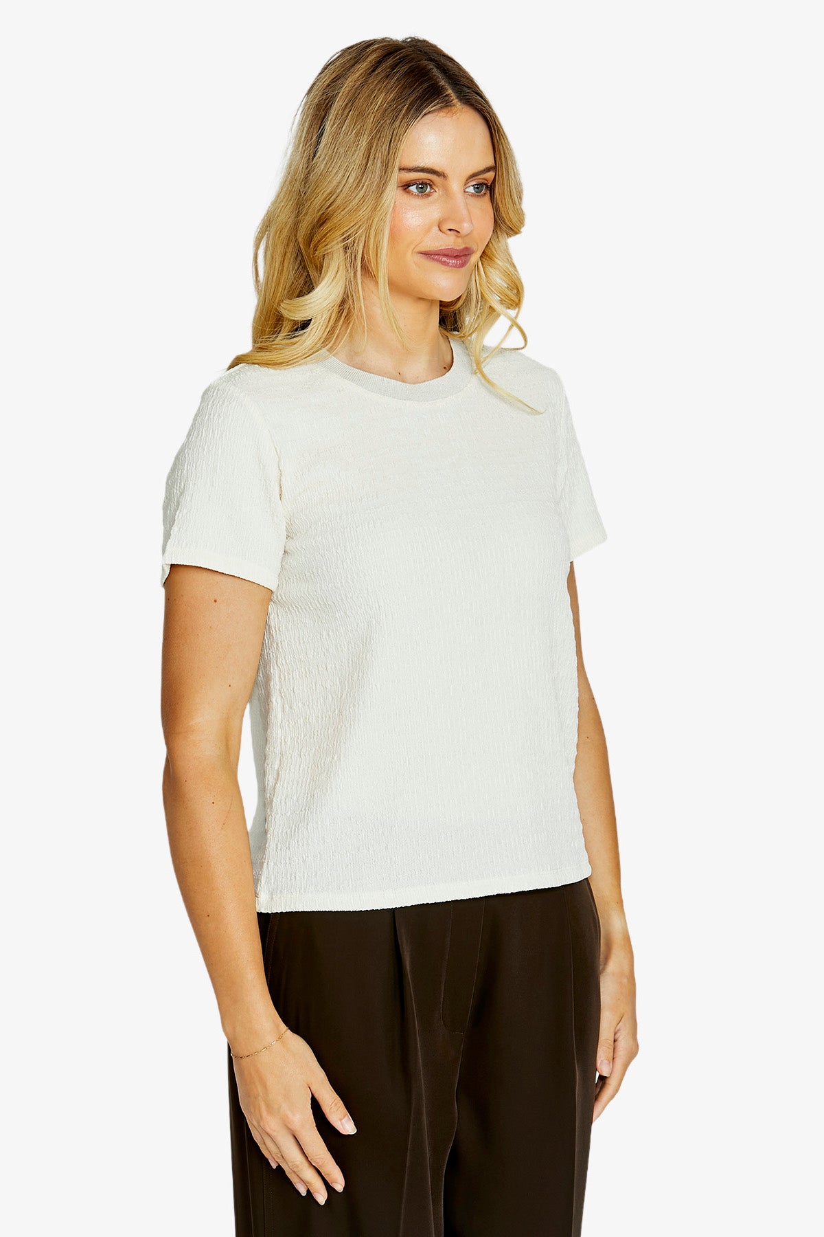 Womens Alfie Textured Crew Tee White P615231
