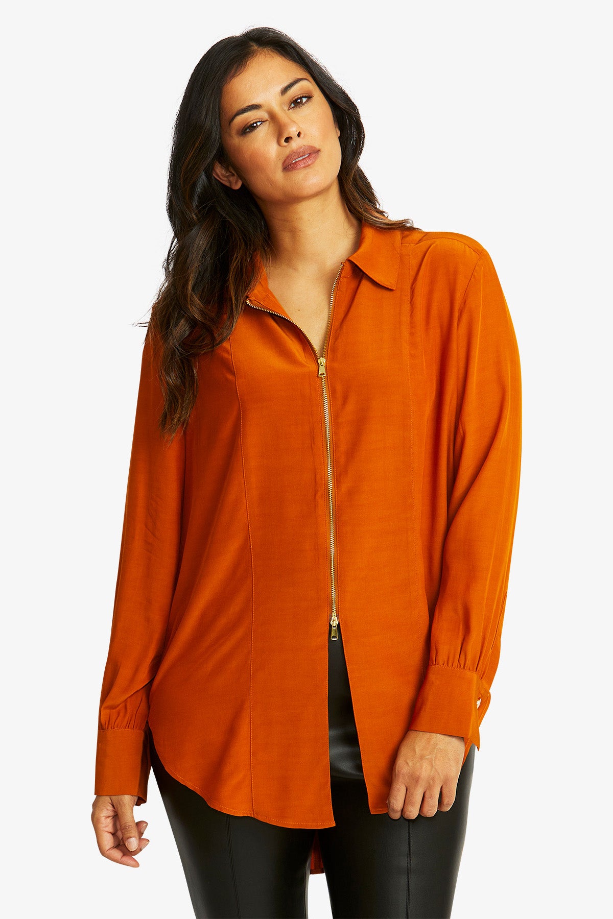 Allegra Zip Shirt in Cashew