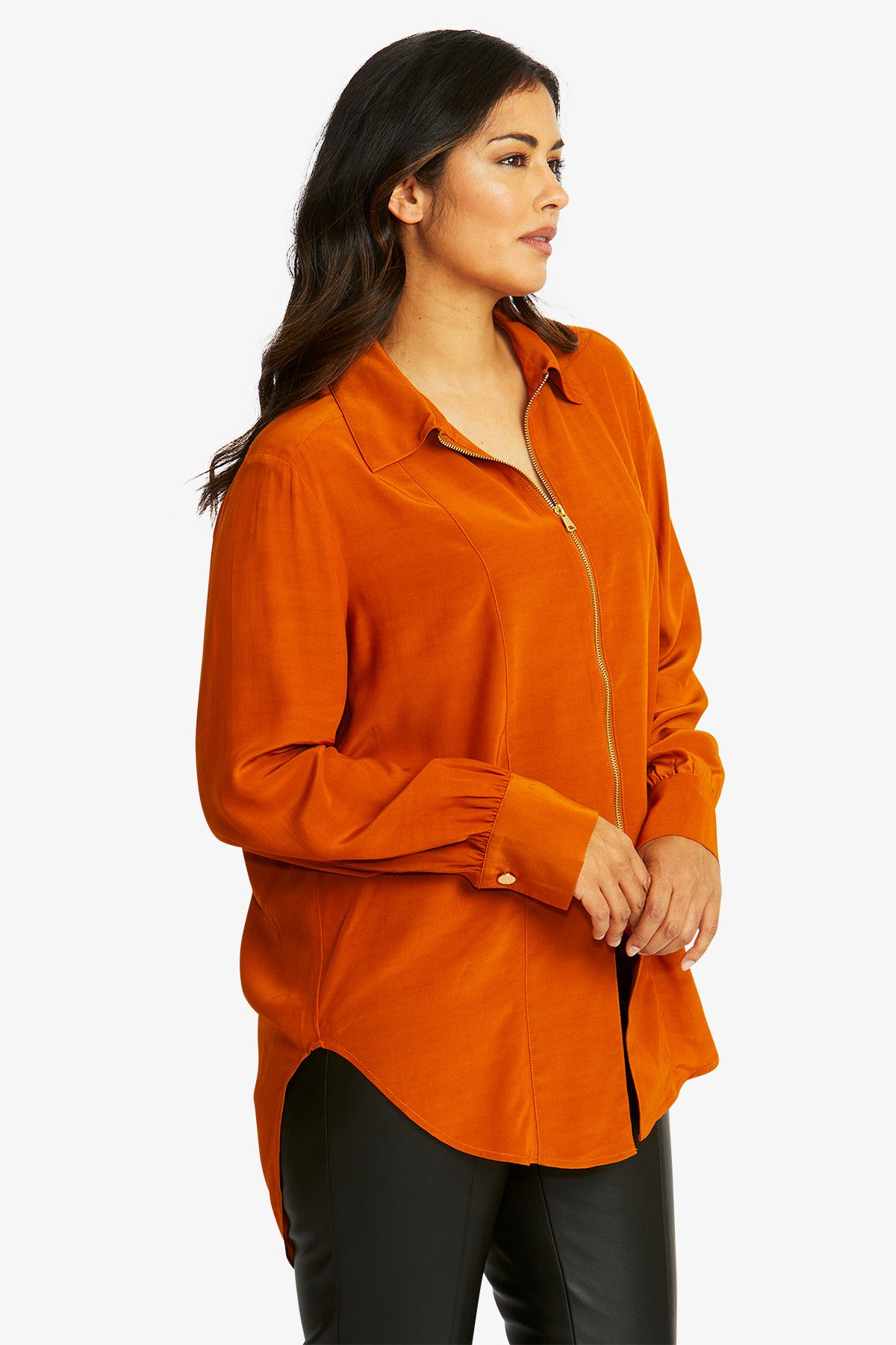 Allegra Zip Shirt in Cashew