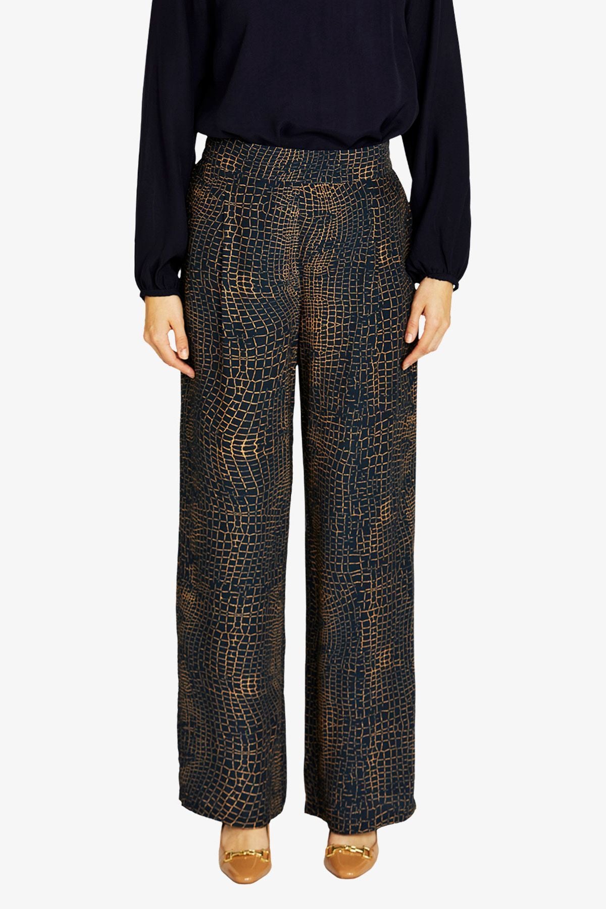 Womens Alligator Print Pant Navy P605720